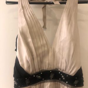 Champagne & black floor length gown